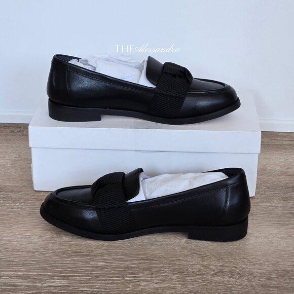 Quince Italian Leather Bow Penny Loafer Black Size 8 MSRP $90 New In Box Cowhide - Picture 12 of 15